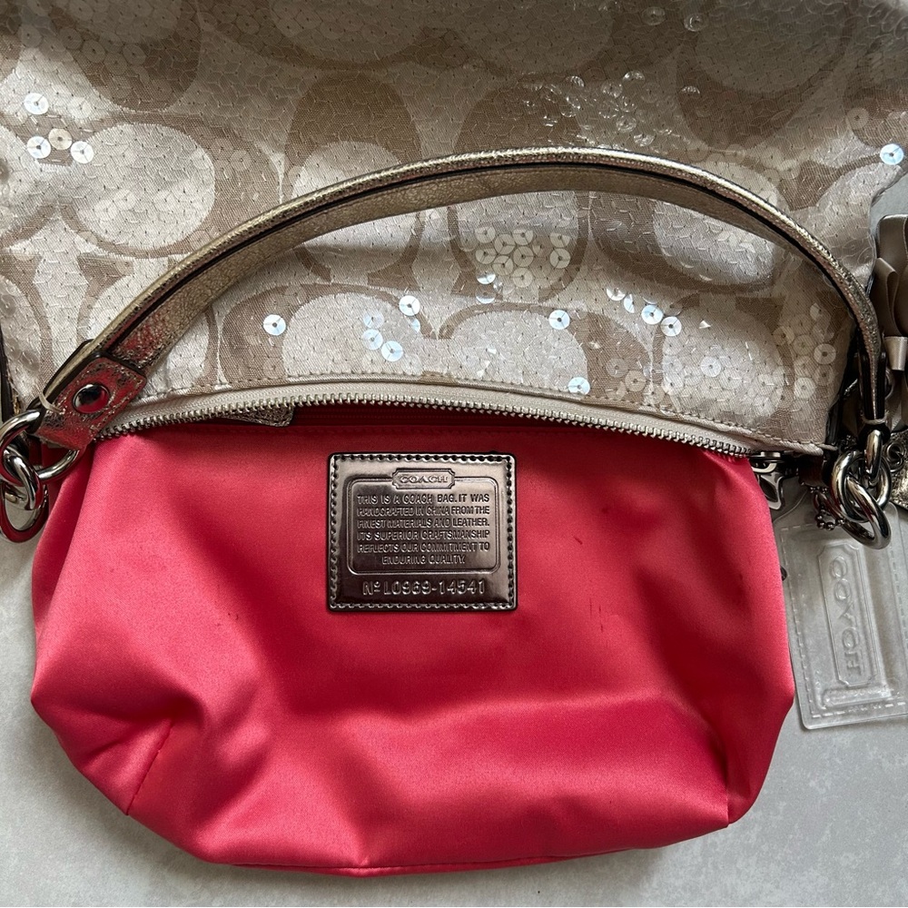 Coach Poppy sequin shoulder bag with gold leather trim - Picture 12 of 15